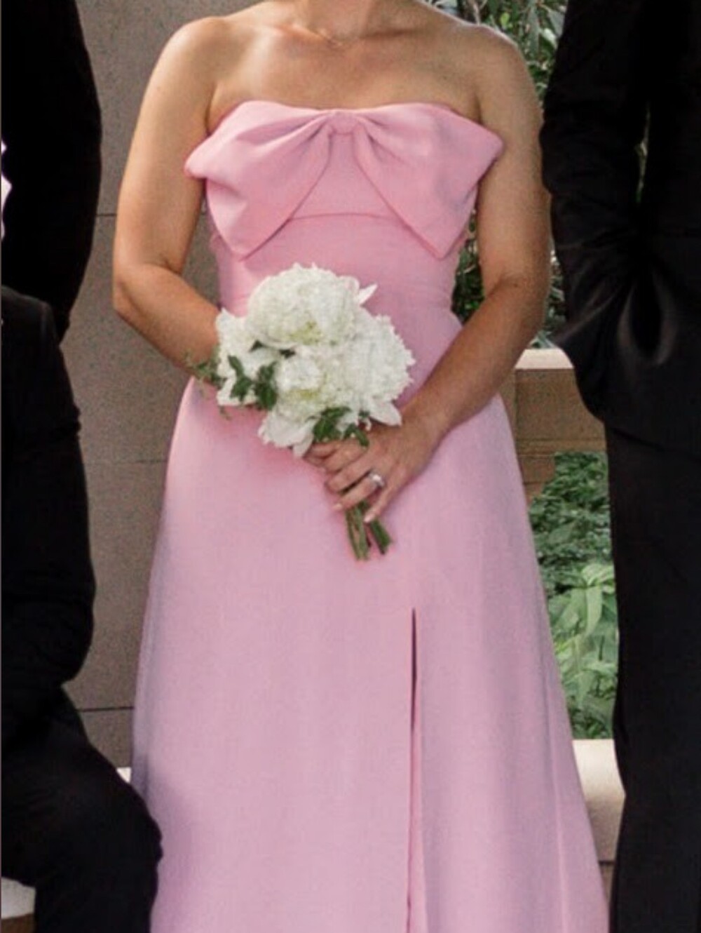 Elegant Pink Floor-Length A-Line Dress with Front Slit